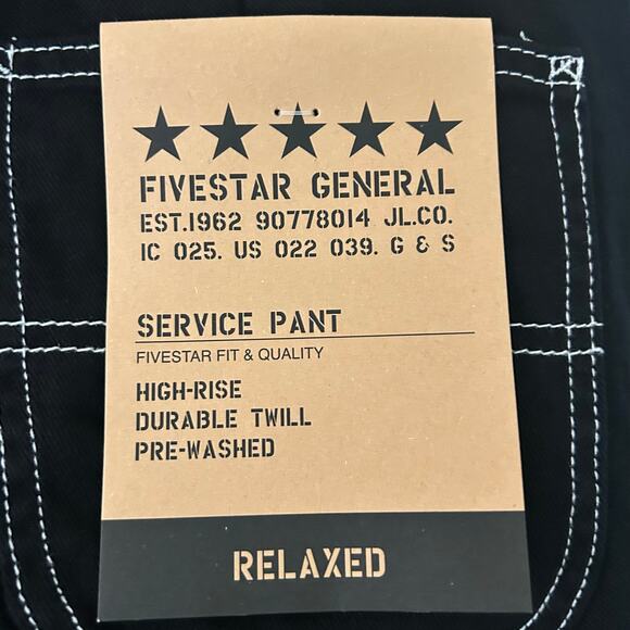Fivestar General Women's High Rise Twill Service Pants Jeans Black 0 24 New - Picture 7 of 9